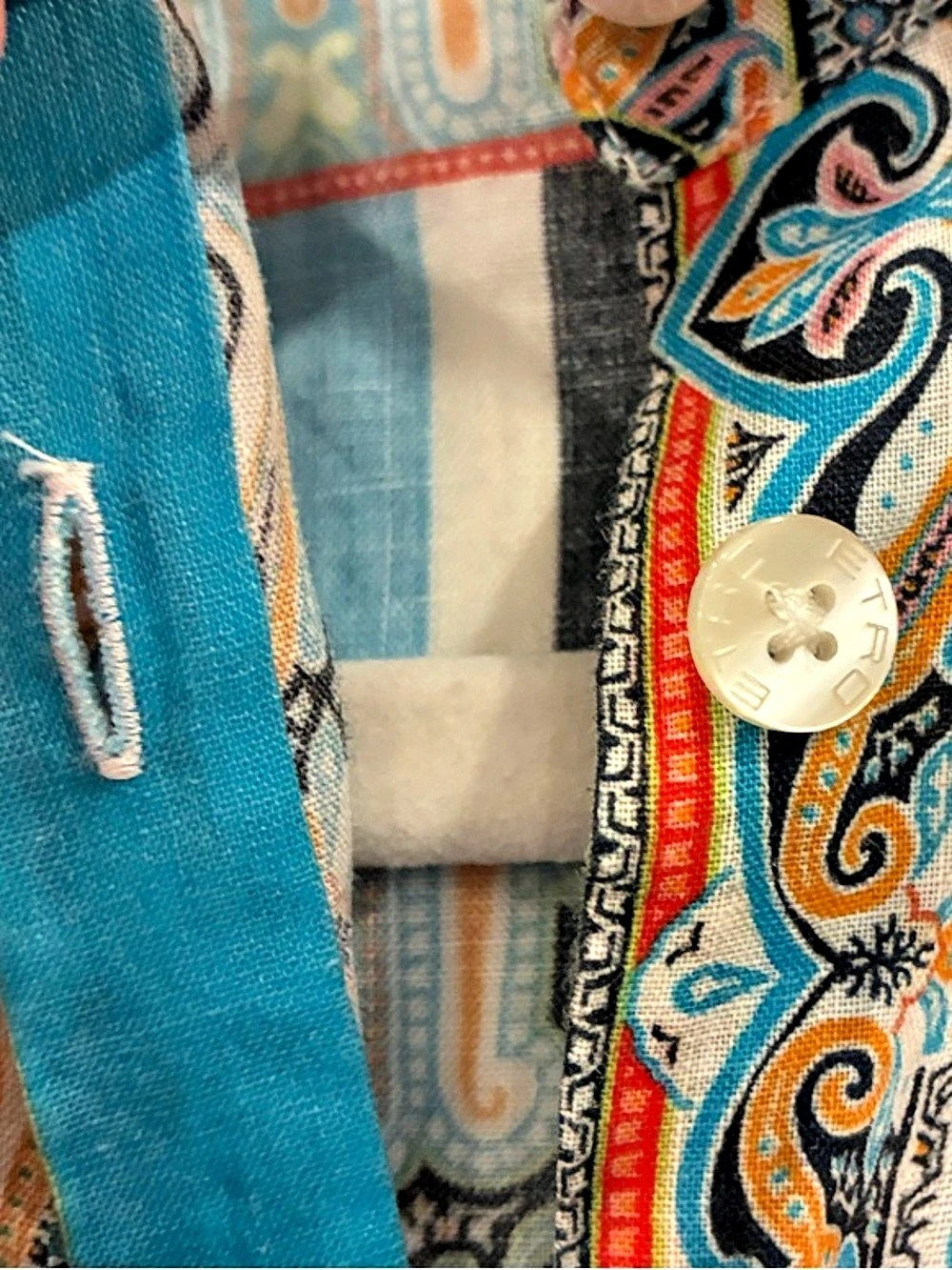 Etro Paisley Print Ramie Blouse Blue & Orange Size 38 Like New - Picture 5 of 5